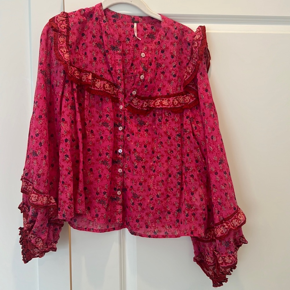 Free people floral pink top